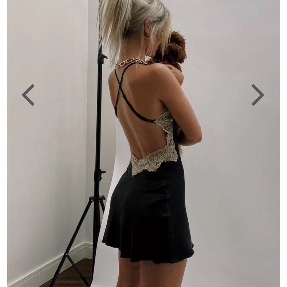 Verge Girl Learn French Black Slip Mini Dress